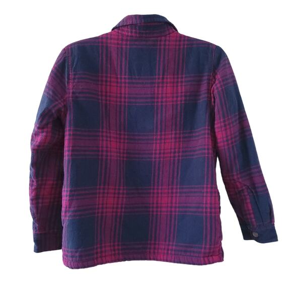 Outdoor Kids Plaid Shacket Jacket XL Girls Pink Blue, Sherpa Lined, Button Down - Picture 2 of 4